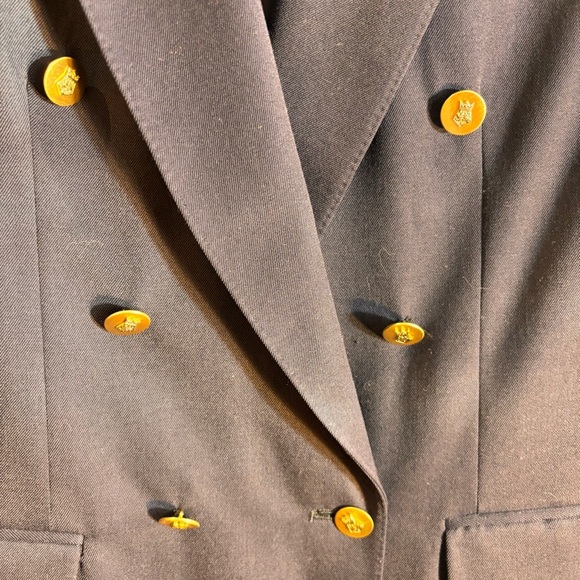 AQUASCUTUM Sz 6 Double-Breasted Blazer with Gold Buttons Shoulder Pads 100% Wool - Picture 3 of 14